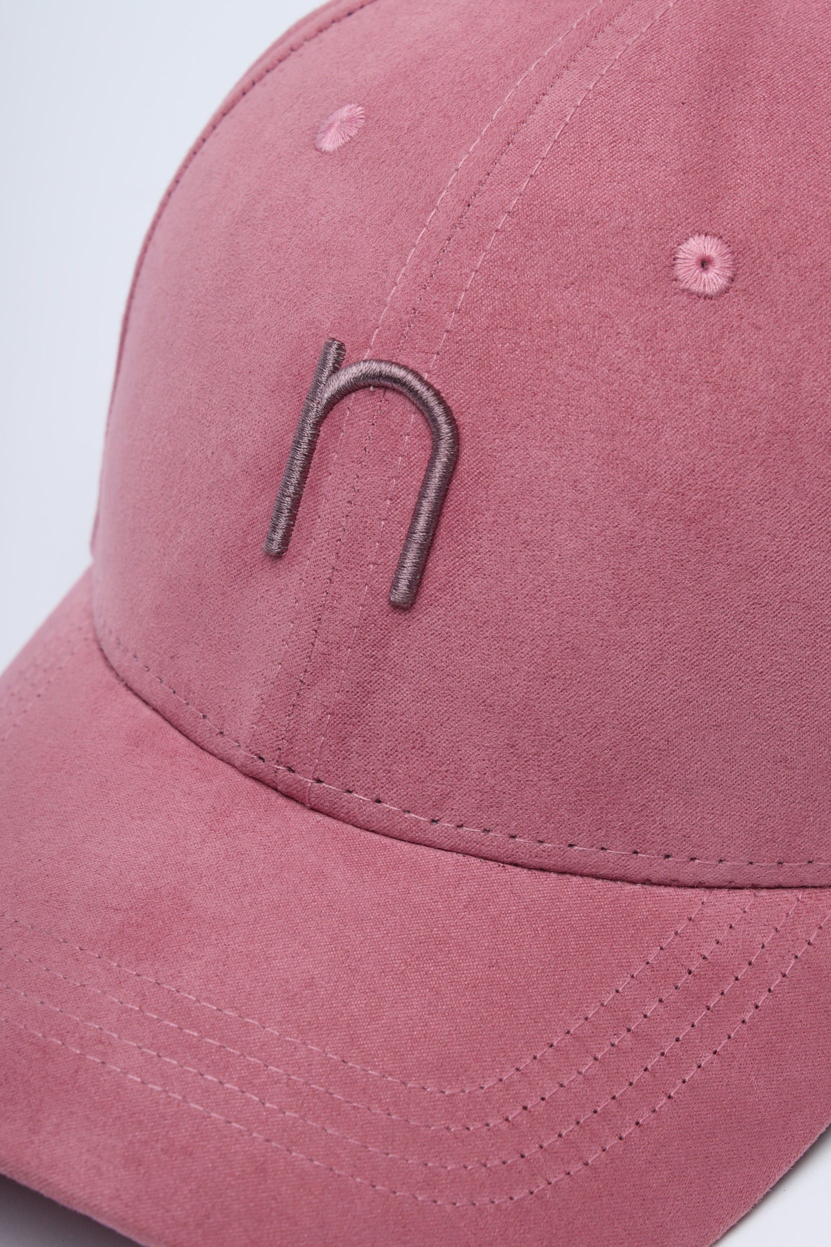 Noggah NDC006 Sun Chase cap in rose pink suede with embroidered front logo