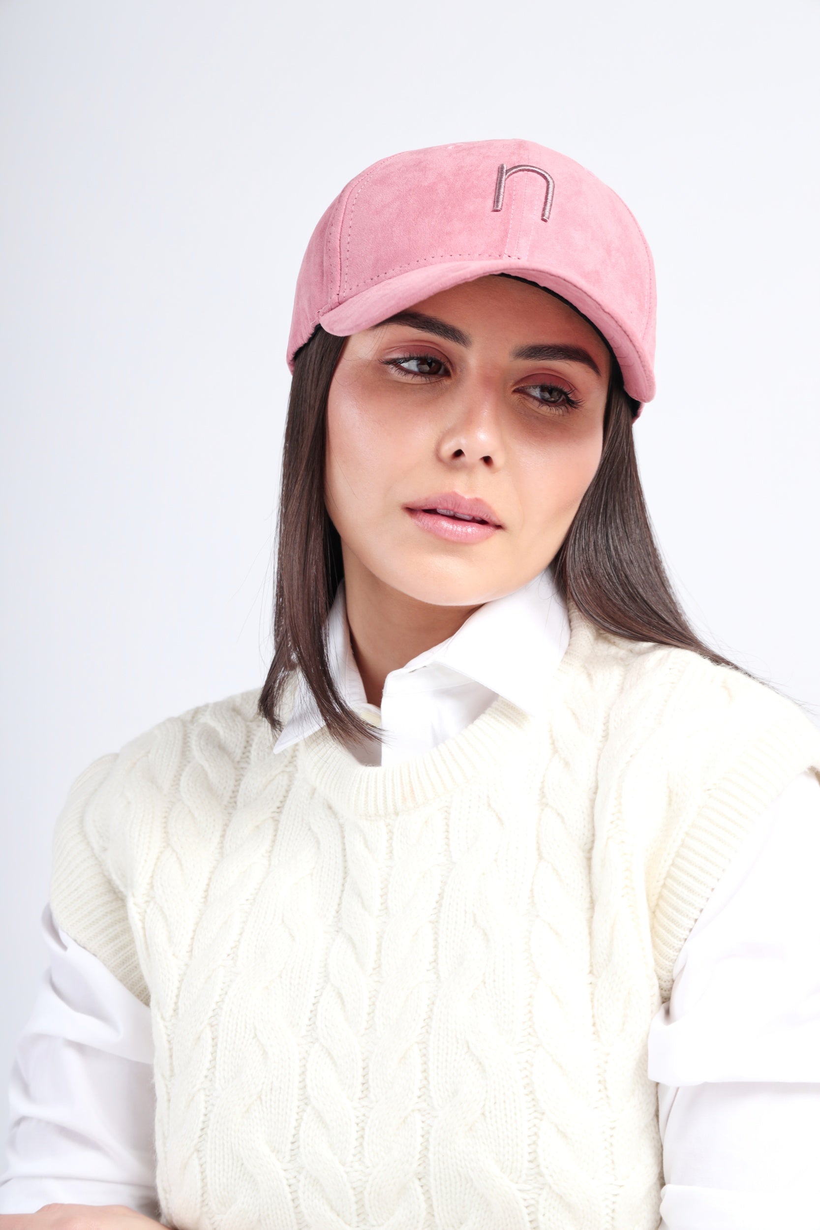 NDC006 pink suede cap from Noggah showing front view and minimal branding