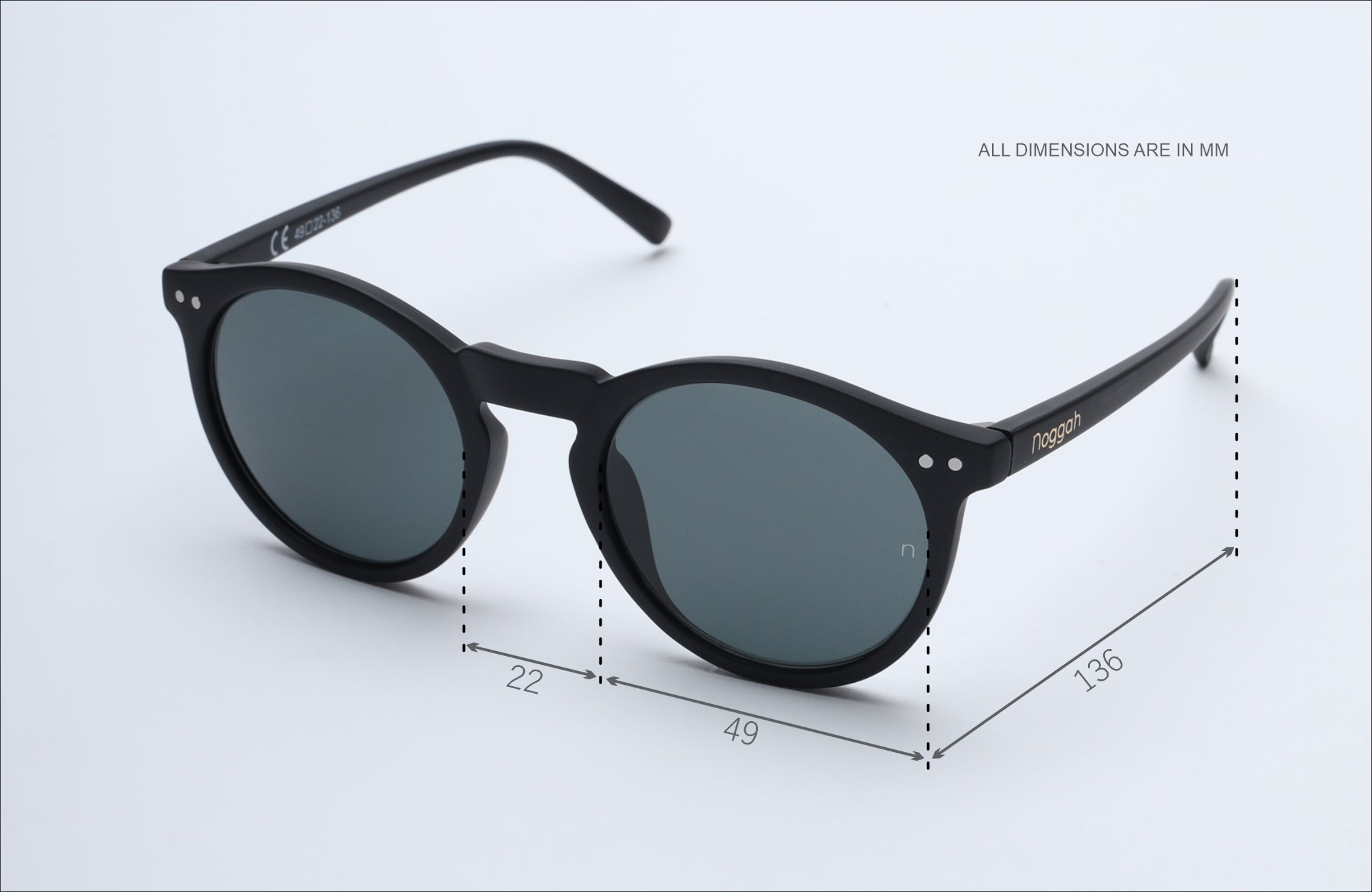 NS1001BFBL PC Black Frame with Black Glass Lens Sunglasses