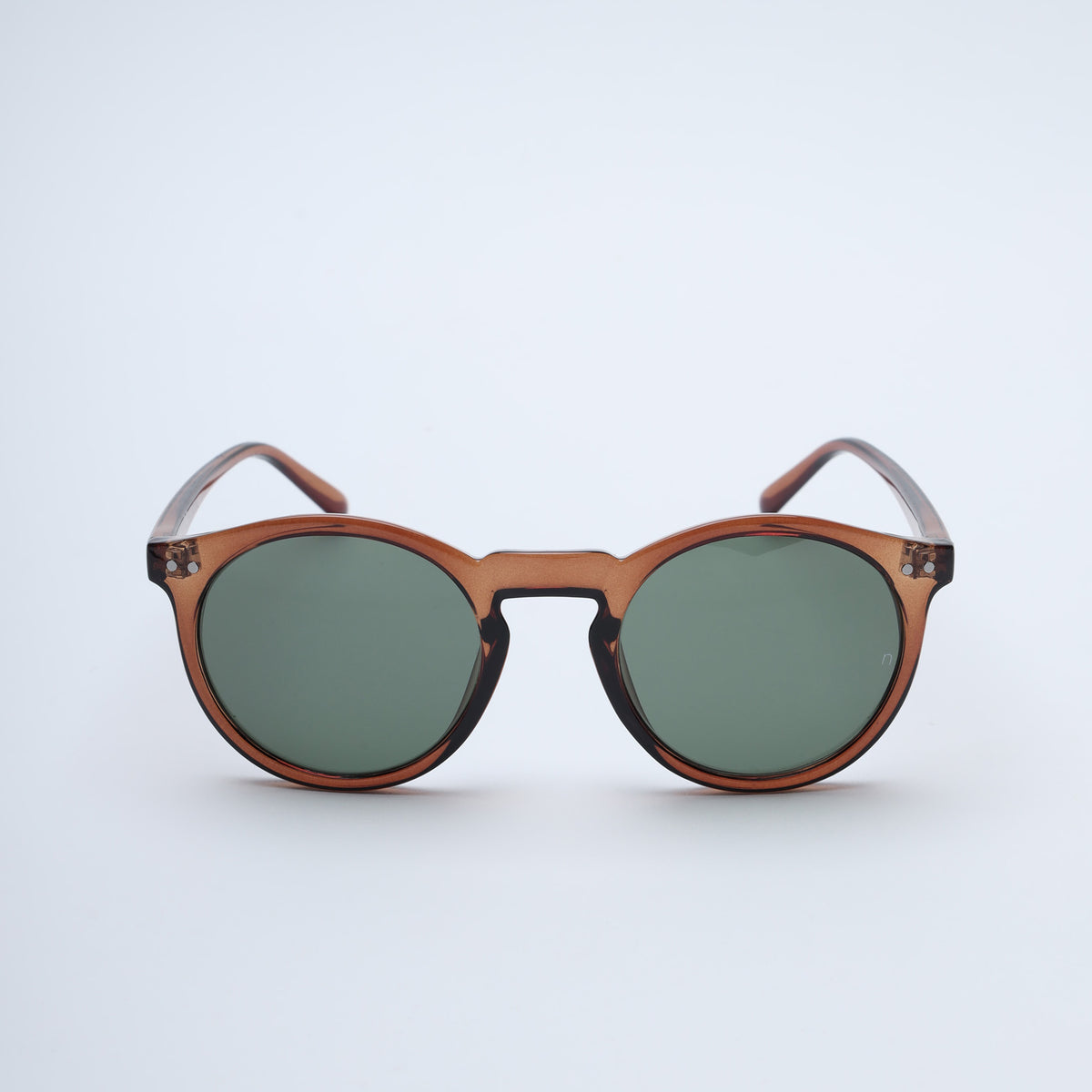 NS1007YFGL PC Brown Frame with Green Glass Lens Sunglasses