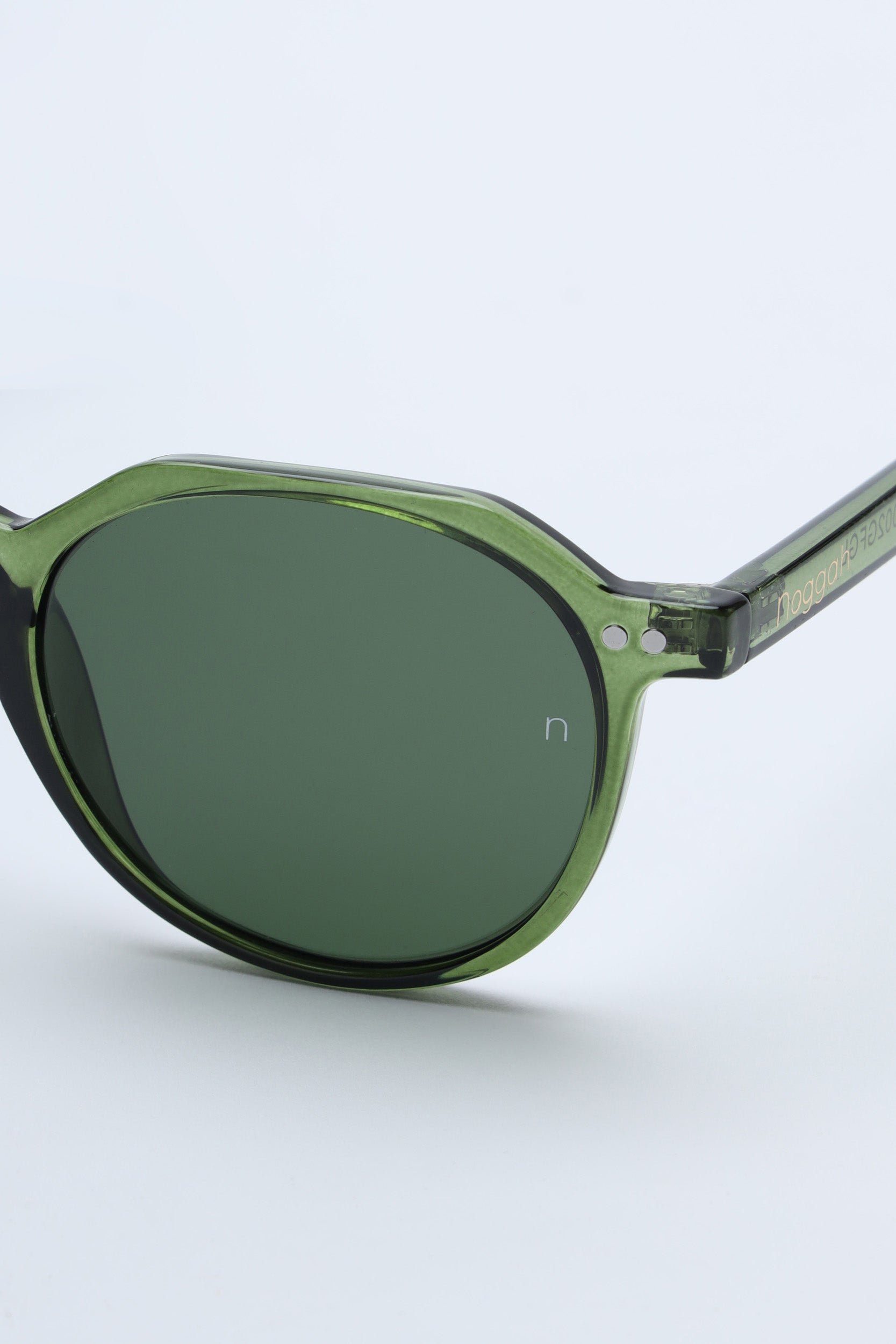 NS1007YFGL PC Brown Frame with Green Glass Lens Sunglasses