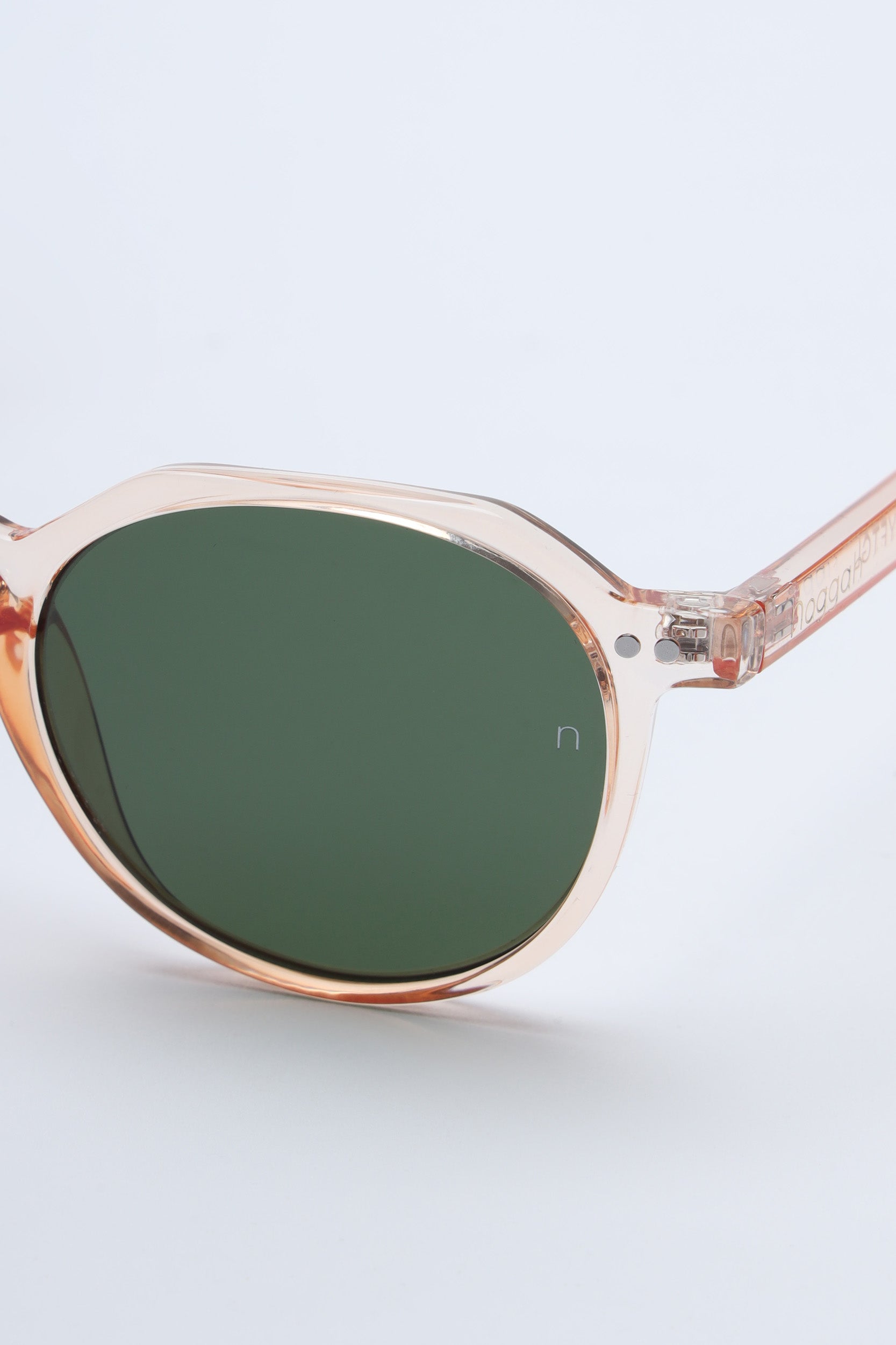 NS1009YFGL PC Brown Frame with Green Glass Lens Sunglasses