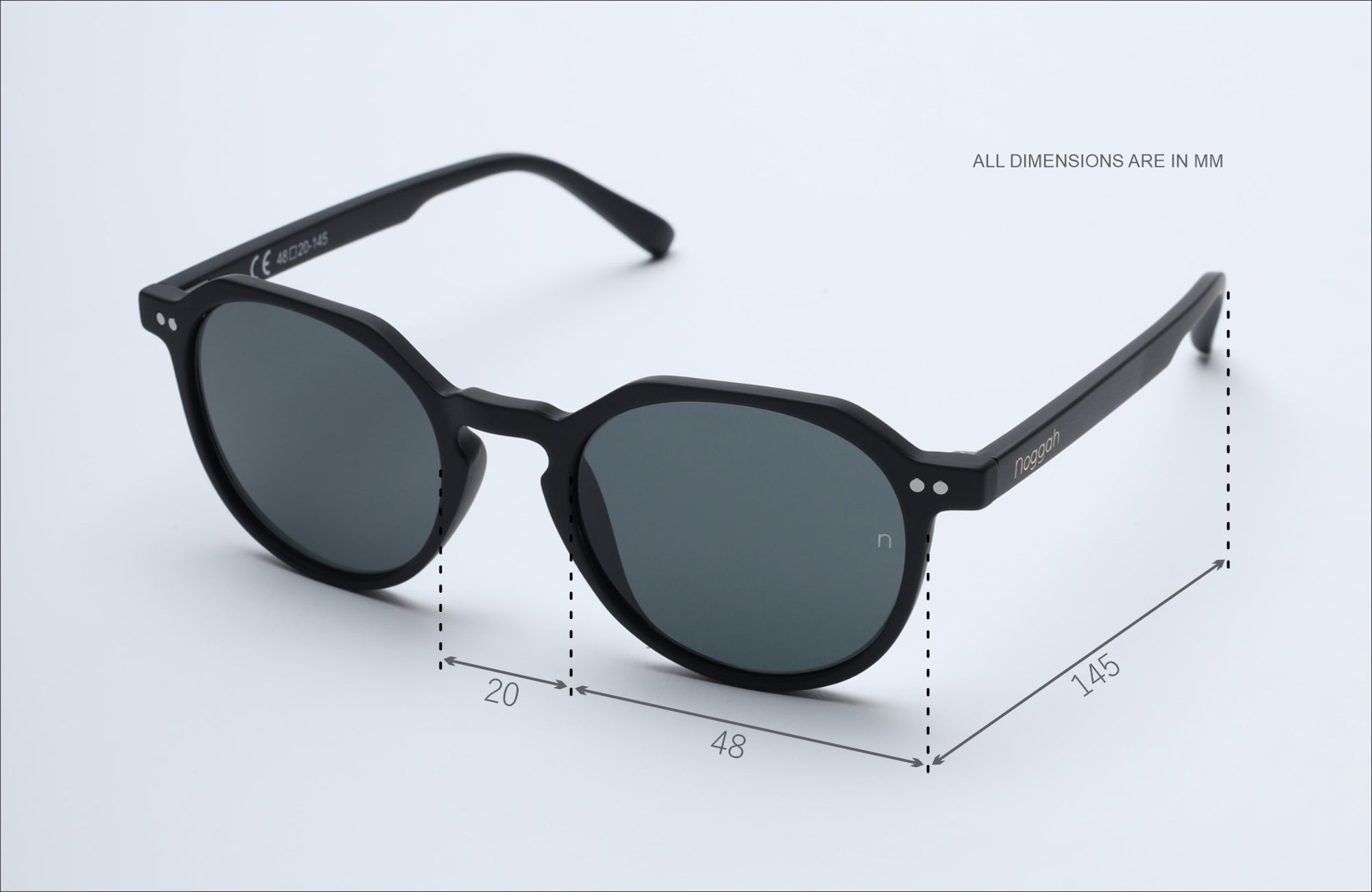 NS1002CFBL PC Clear Frame with Black Glass Lens Sunglasses