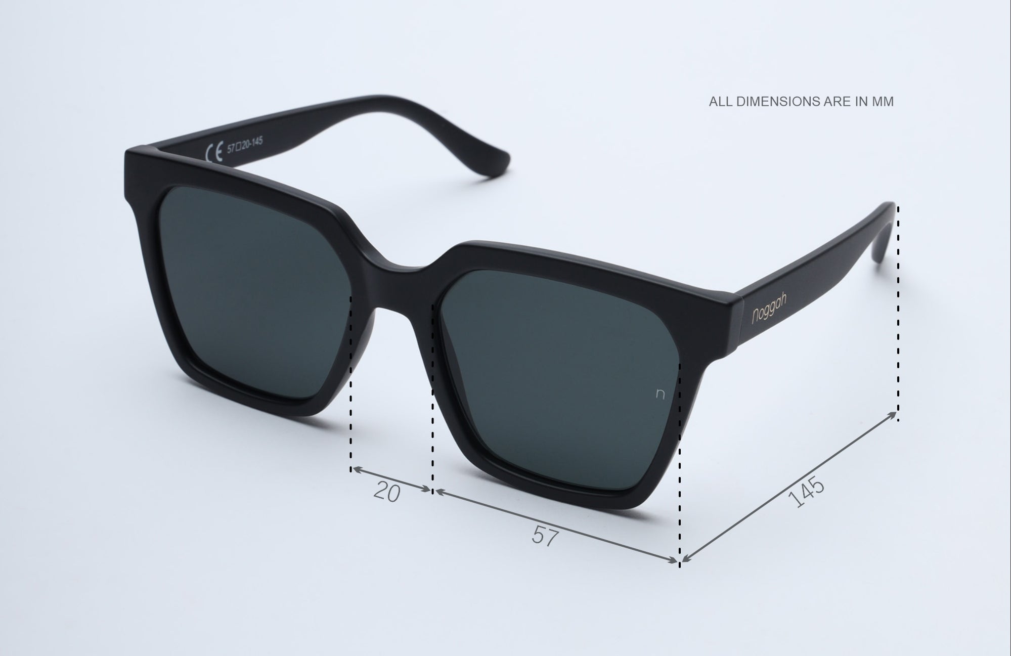 NS1004BFBL PC Black Square Frame with Black Glass Lens Sunglasses