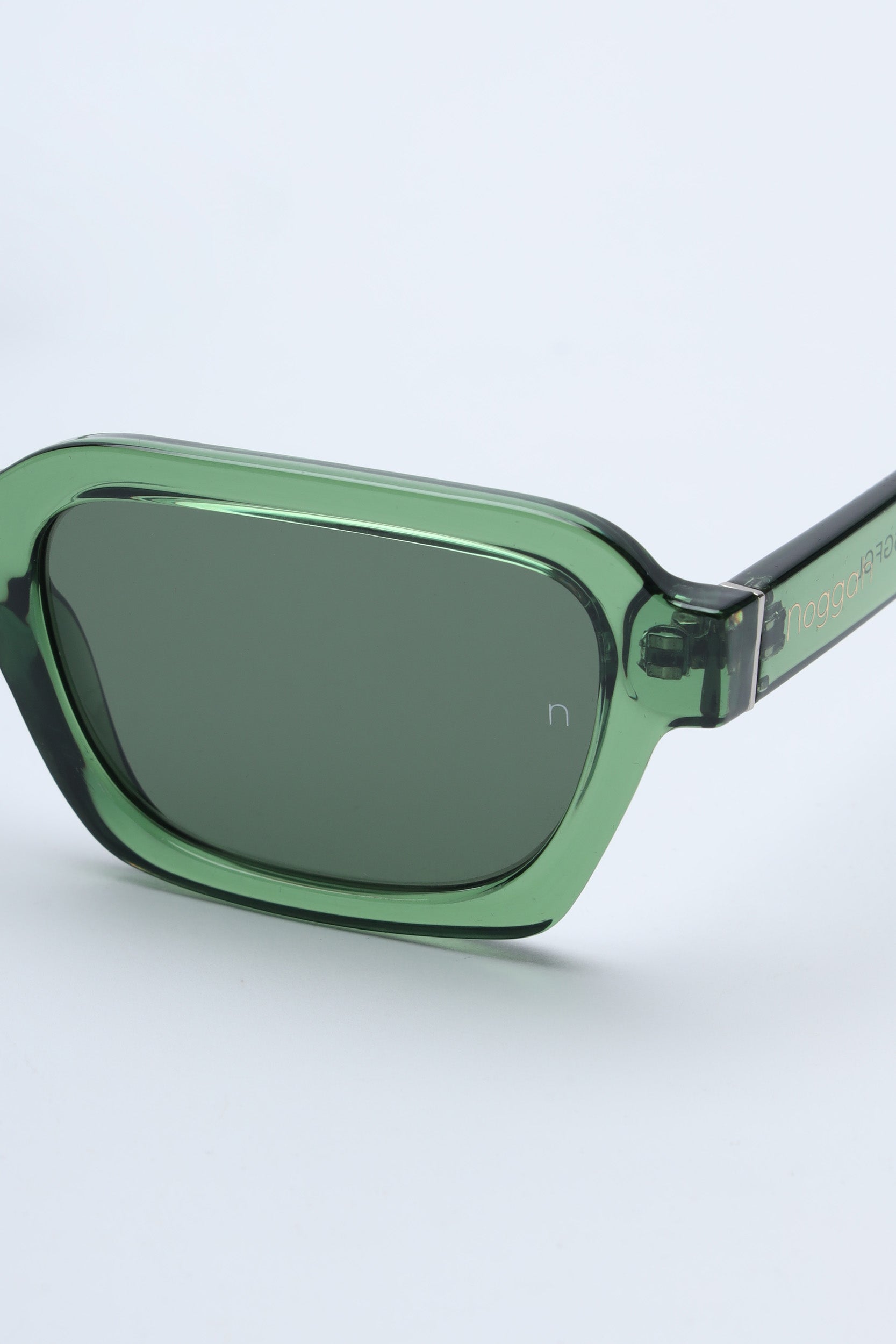 NS1002YFGL PC Brown Frame with Green Glass Lens Sunglasses