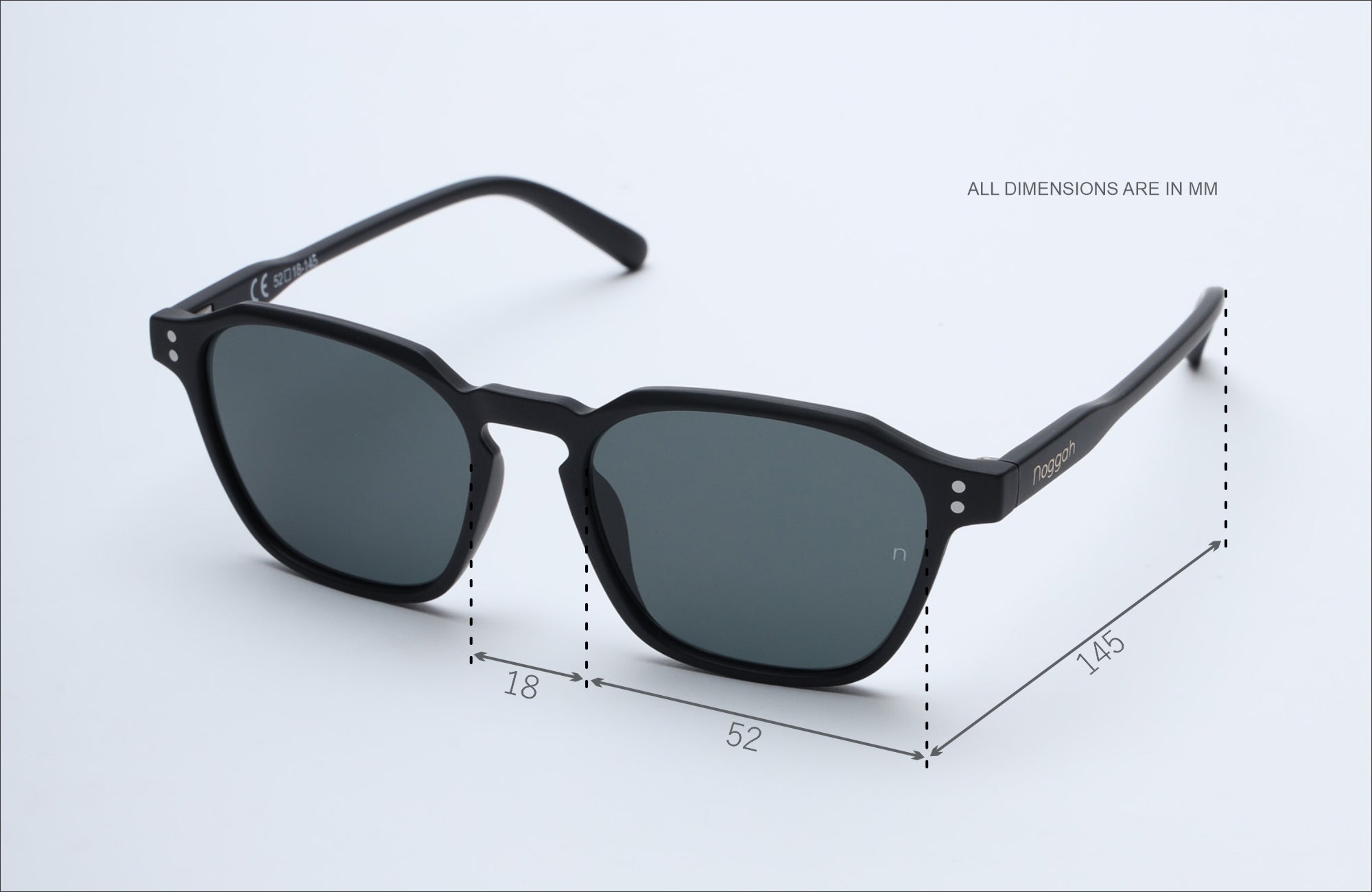 NS1008BFBL PC Black Frame with Black Glass Lens Sunglasses