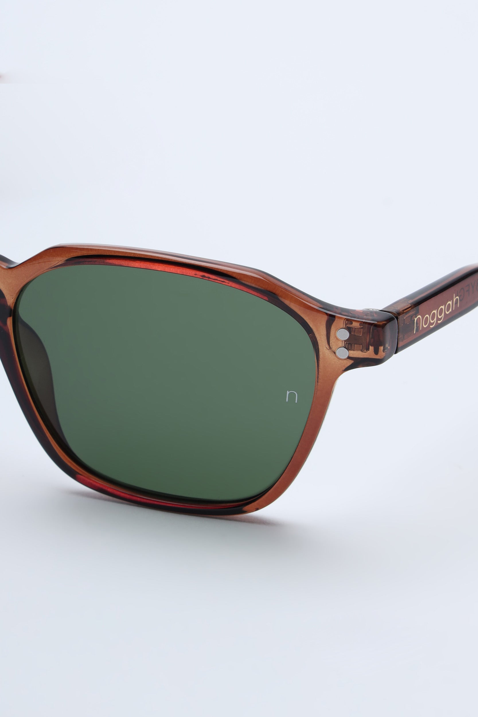 NS1008YFGL PC Brown Frame with Green Glass Lens Sunglasses
