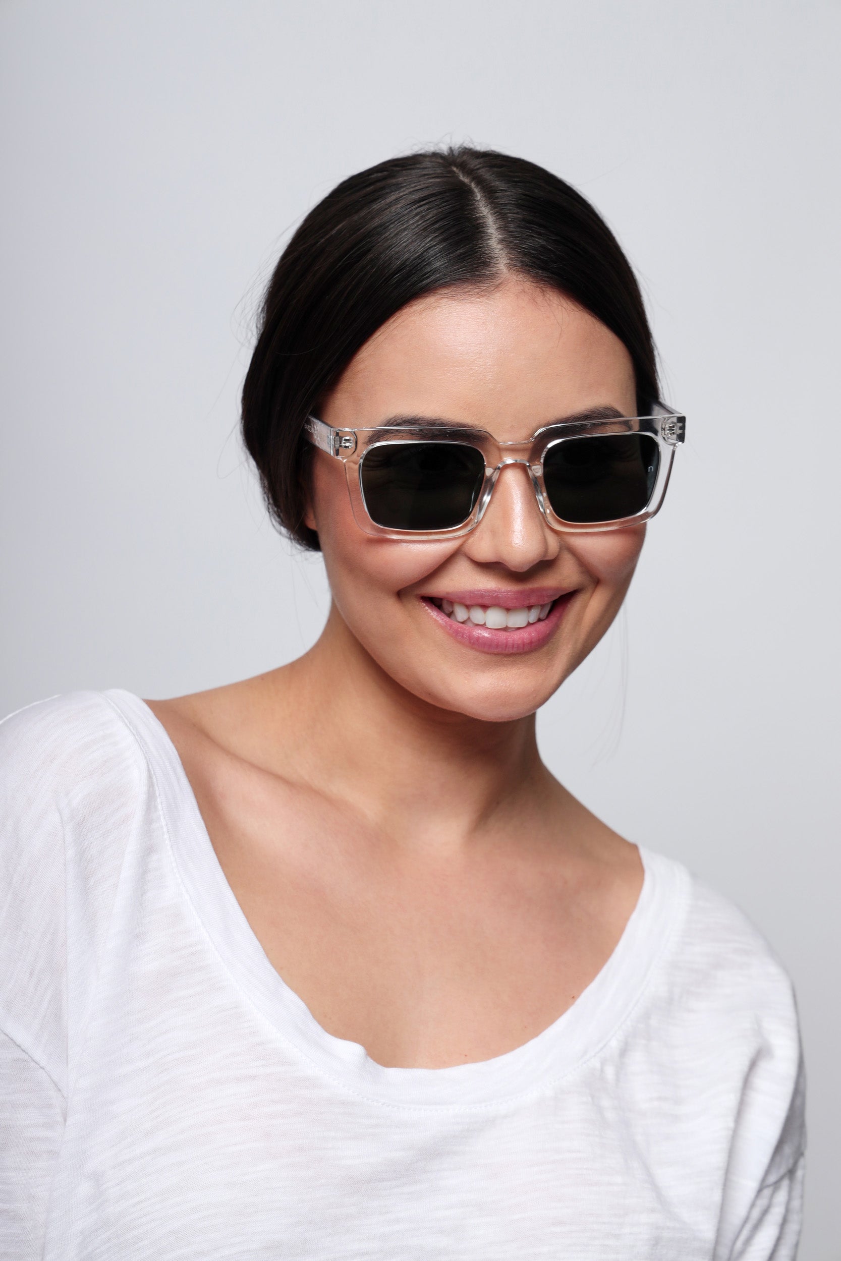 NS1009CFBL PC Clear Frame with Black Glass Lens Sunglasses