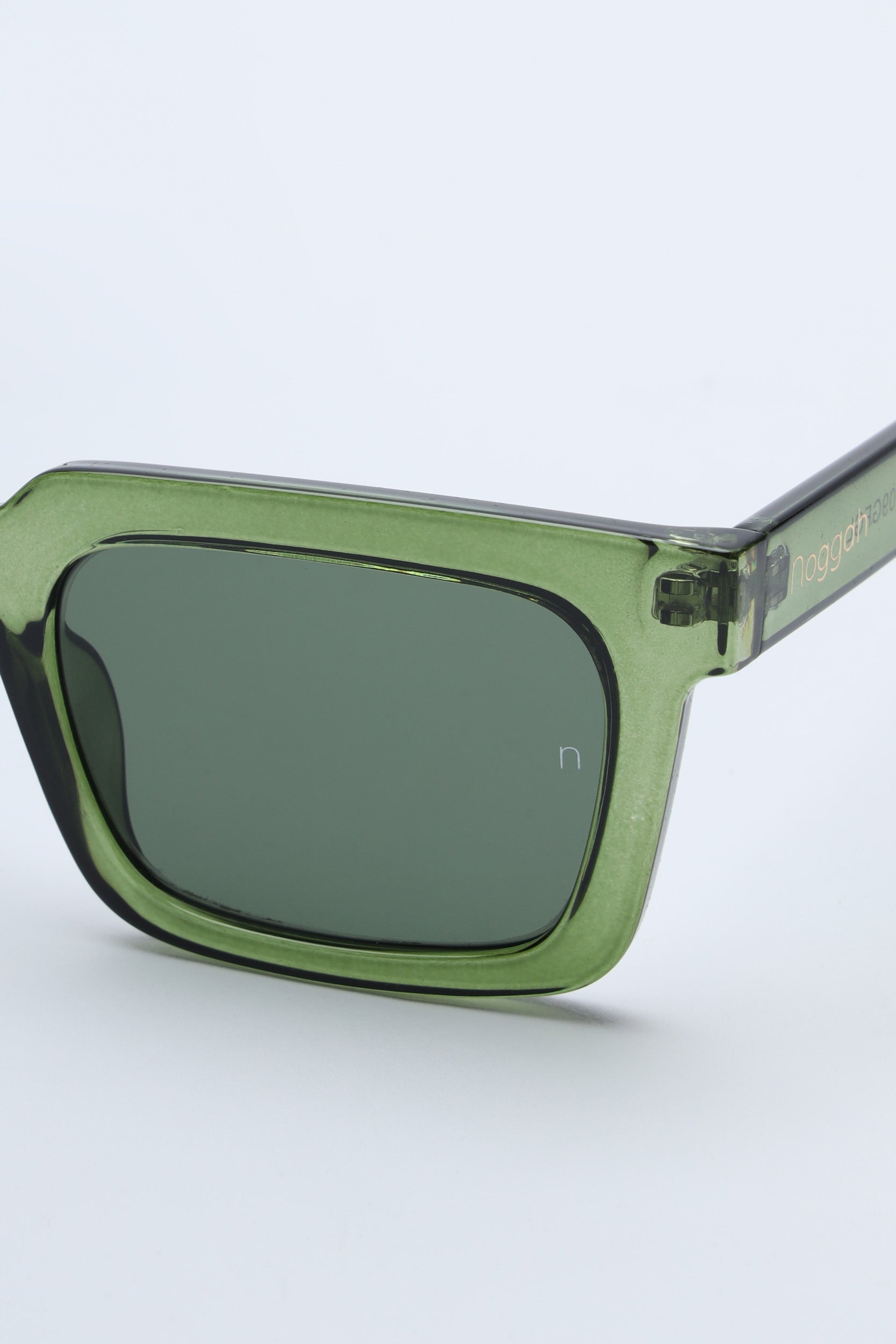 NS1001YFGL PC Brown Frame with Green Glass Lens Sunglasses