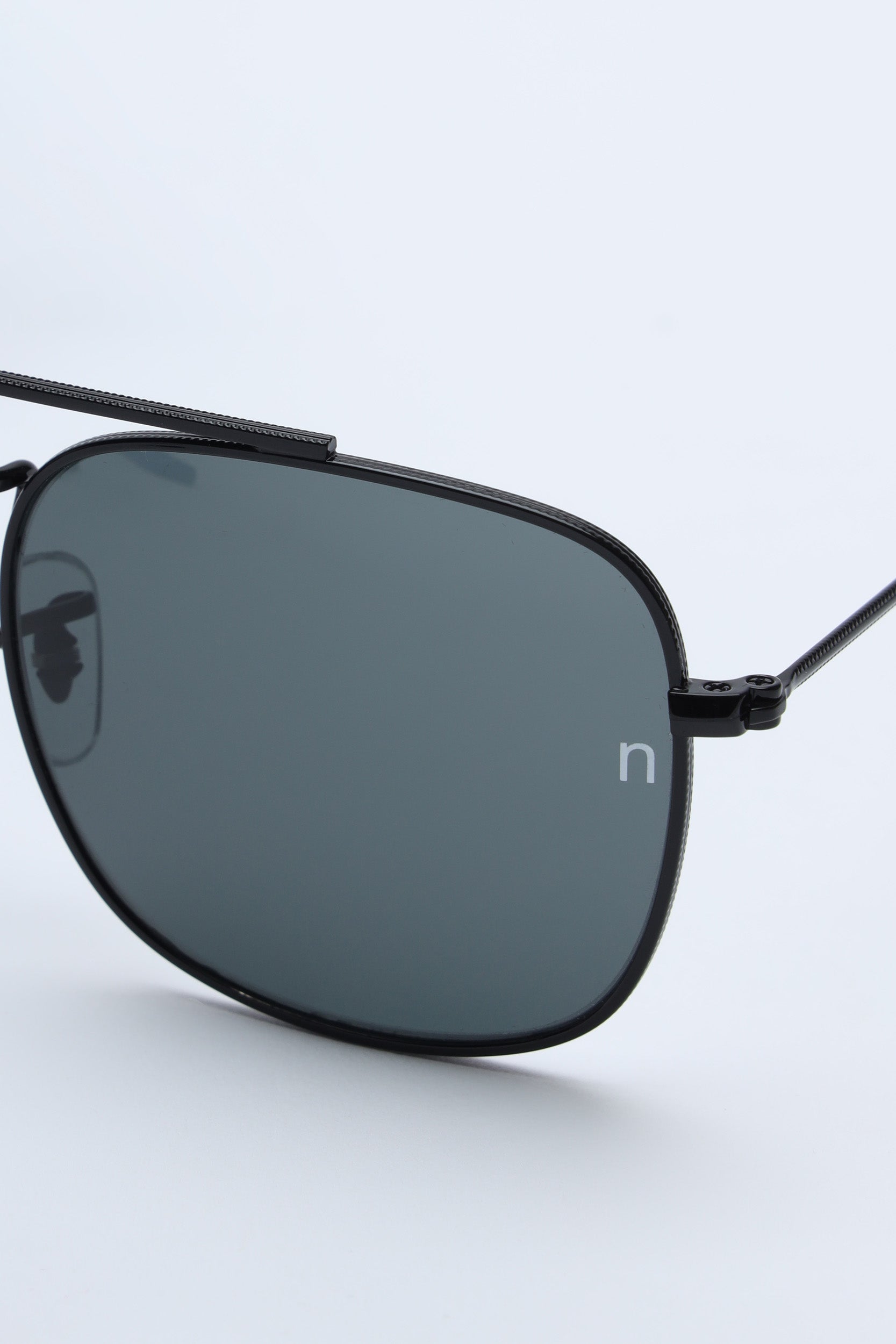 NS2002BFBL Stainless Steel Black Frame with Black Glass Lens Sunglasses