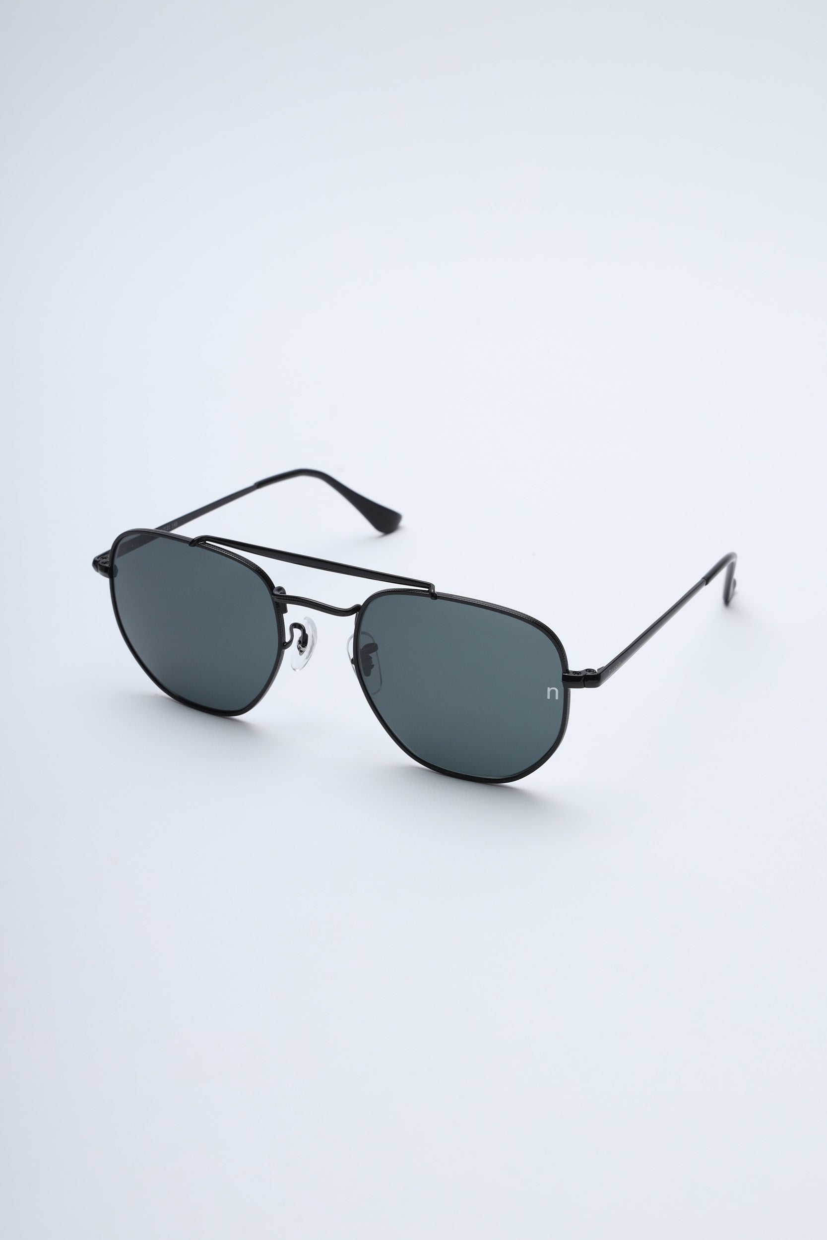 NS2007BFBL Stainless Steel Black Frame with Black Glass Lens Sunglasses
